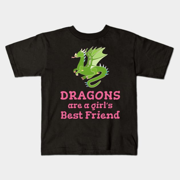 Dragons are a Girl's Best Friend Kids T-Shirt by evisionarts